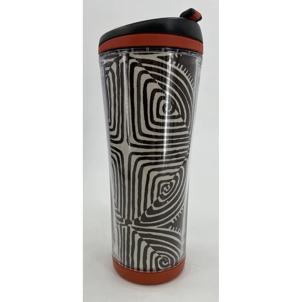 Starbucks Coffee 2007 16oz Animal Zebra Travel‎ Tumbler Brown Burnt Orange Rare